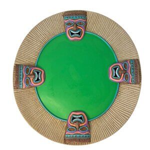 Easter Unlimited Tiki Bar Large Round Serving Platter Tray 3D Masks Hawaii Luau